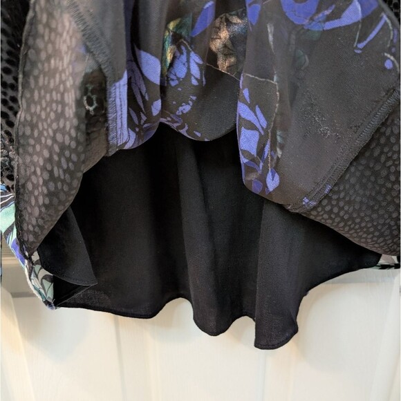 Hale Bob Velvet Burnout Top Black Blue Small - Picture 9 of 13